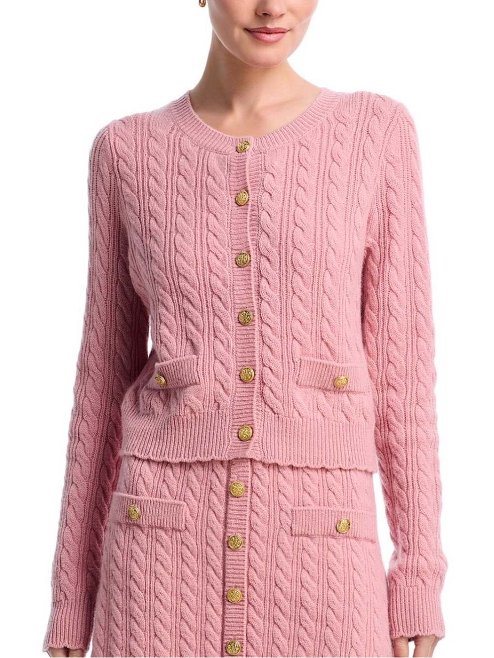NWT LoveShackFancy Eugenie Cashmere and Wool Cable Knit Cardigan L